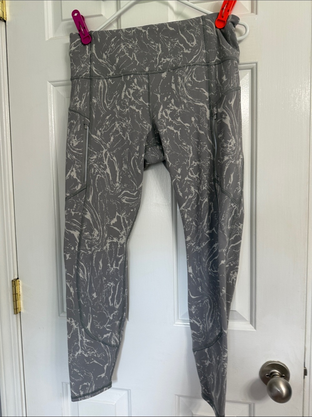 Athleta Rainier Gray Marble-Print High-Rise Tights